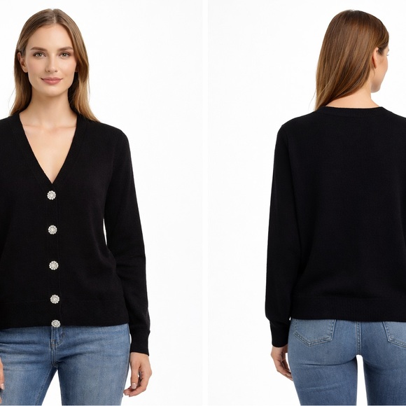 J. Jill Black Button-Up Cardigan - Picture 3 of 4